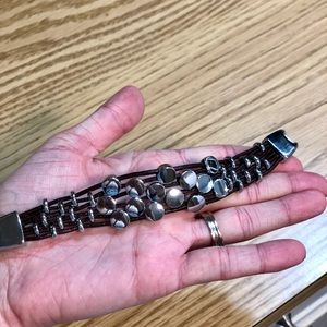 Leather Bracelet with Silver Circles!